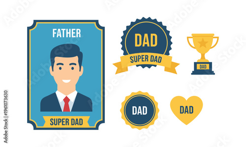 Creative illustrations celebrating the role and achievements of a super dad
