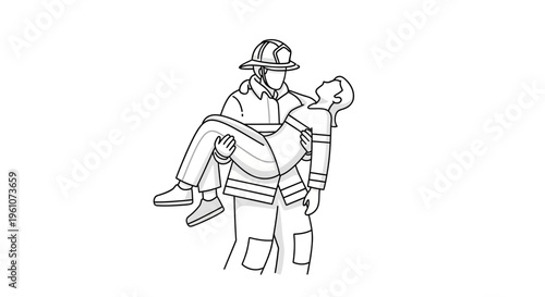 Firefighter carrying injured person to safety.