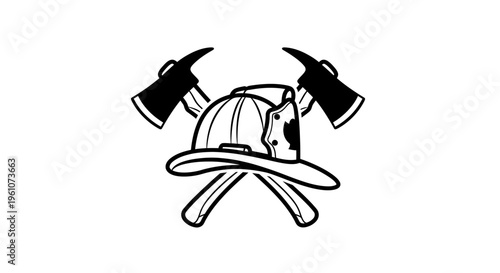 Firefighter helmet with crossed axes.