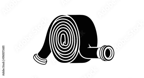 Black rolled up fire hose.