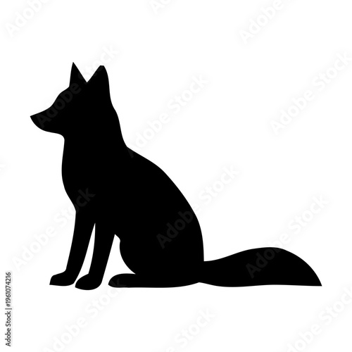 Black silhouette of a sitting fox.