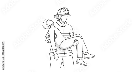 Firefighter Carrying Injured Person.
