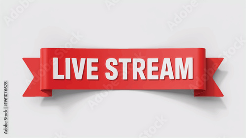 Live Stream Banner with Red Ribbon – Online Broadcasting and Streaming Concept Design