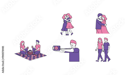 Illustrations of diverse social interactions and relationships between people