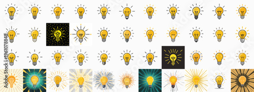 Light Bulb Mega Set - Idea, Innovation, and Creativity Vector Illustrations