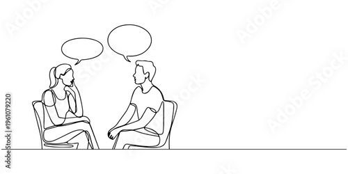 Man and woman in a funny cartoon office meeting vector illustration