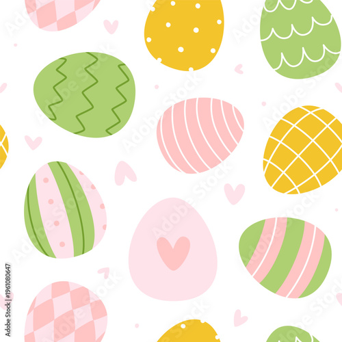 Easter eggs pattern. Doodle seamless vector print with easter eggs.