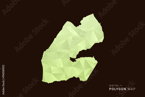 Djibouti Map - Low poly polygon map in soft light green gradient on dark brown background, modern minimal geometric style, clean abstract vector illustration design.