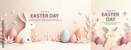Elegant easter day background, Decorative happy easter day background for website, social media template