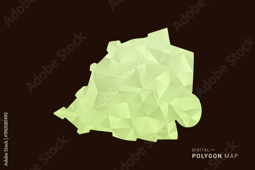 Holy See Map - Low poly polygon map in soft light green gradient on dark brown background, modern minimal geometric style, clean abstract vector illustration design.