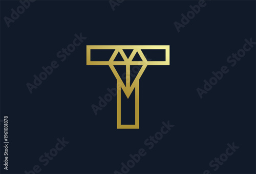Initial Letter T Diamond Jewelry logo, Letter T with diamond combination, usable for branding and business logos, Flat Logo Design Template, vector illustration