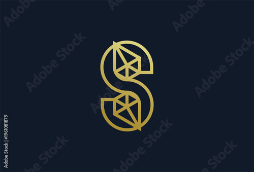 Initial Letter S Diamond Jewelry logo, Letter S with diamond combination, usable for branding and business logos, Flat Logo Design Template, vector illustration