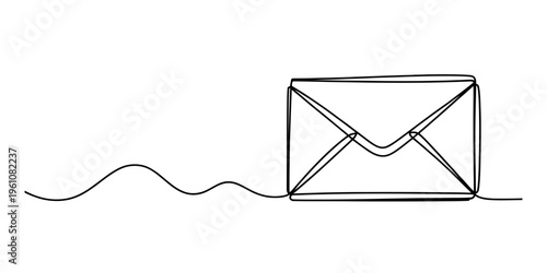hand drawn envelope with string, simple line art