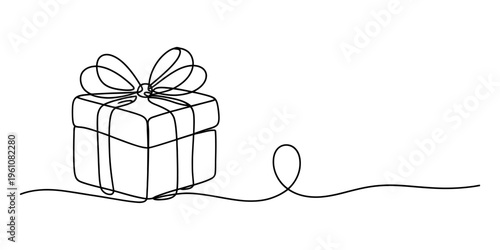 Gift box with ribbon and bow, wrapped present