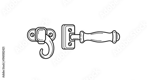 Vintage door latch hardware.