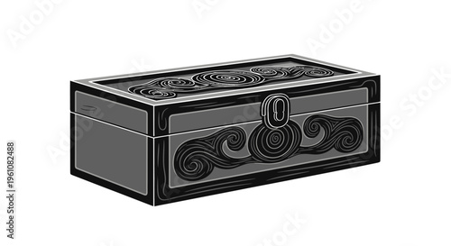 Black decorative metal storage box.