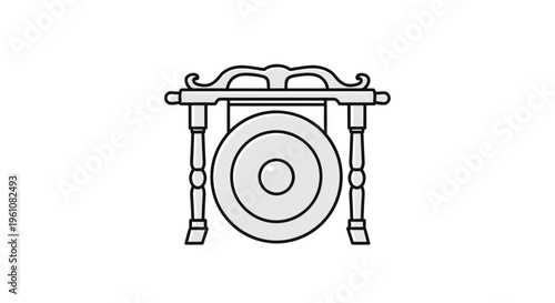 Chinese Gong Instrument Music Symbol.