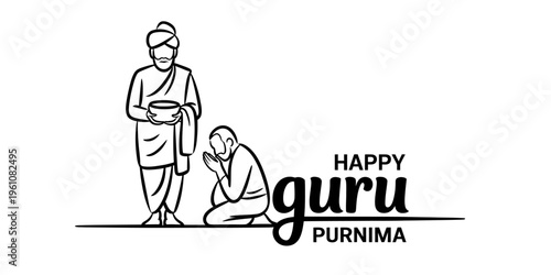 Guru Purnima Celebration Illustration with Teacher and Student