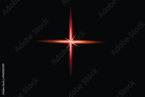 Vibrant red light effect with glowing cross on dark background