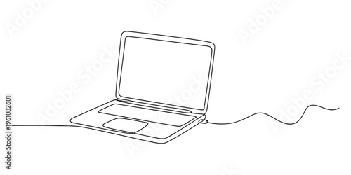 line drawing of laptop with cord