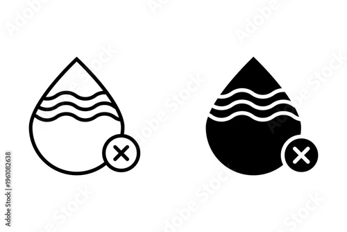 No waterproof line icon. Water resistant sign. Drop protection symbol. Quality design element. Linear style no waterproof icon. Editable stroke. Vector