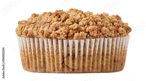 Delicious crumble muffin, sweet pastry, baked dessert, breakfast treat isolated PNG with Transparent Background