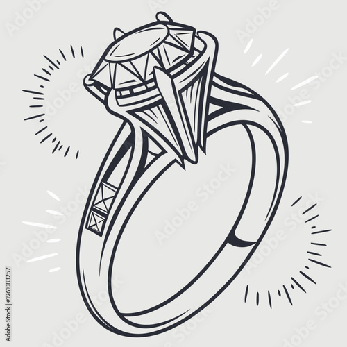 Diamond engagement ring with sparkle effect with precious metal