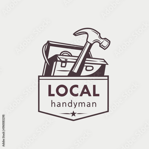 Local handyman tools logo with hammer and toolbox