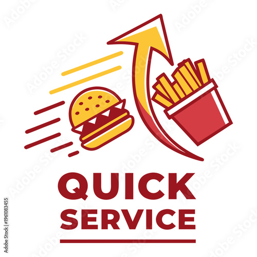 Quick service burger fries fast food logo with drive thru