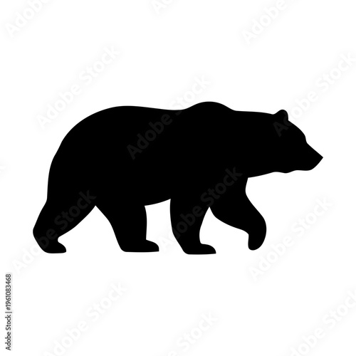 Black bear walking profile silhouette.