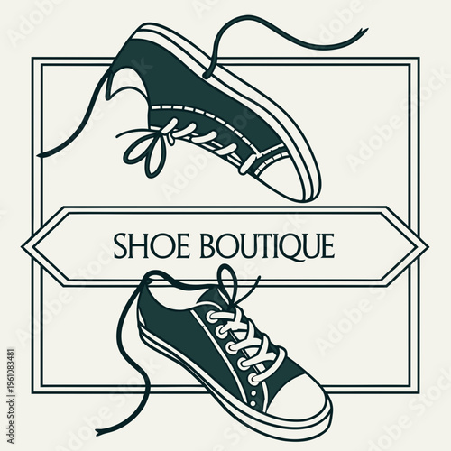 Shoe boutique canvas sneakers logo with canvas shoes