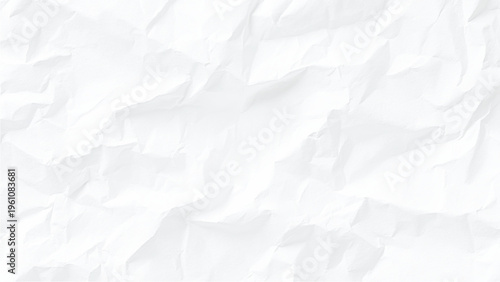 Crumpled white paper texture background with creases and folds blank wrinkled sheet