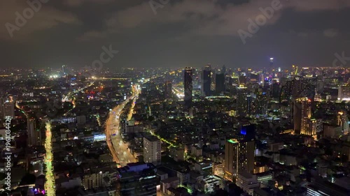24 March 2026 Night views of  BKK viewed from Lebua Building State Tower with views of BKK city buildings illuminated in the background in BKK Bangkok Thailand Thai
