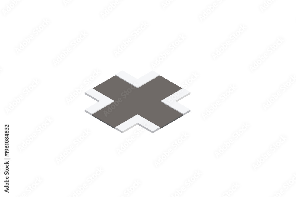 Obraz premium Isometric Road Cross Intersection Segment