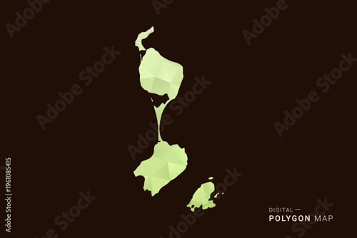 Saint Pierre and Miquelon Map - Low poly polygon map in soft light green gradient on dark brown background, modern minimal geometric style, clean abstract vector illustration design.