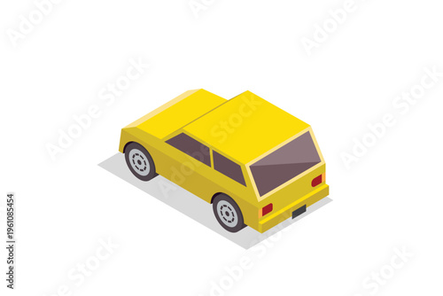 Isometric Yellow Hatchback Car