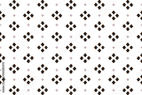 A vibrant seamless ethnic pattern featuring geometric diamond and stripe motifs in pink, purple, and blue tones, creating a lively and colorful textile-inspired design.