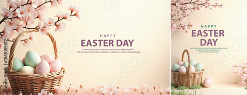 Elegant easter day background, Decorative happy easter day background for website, social media template