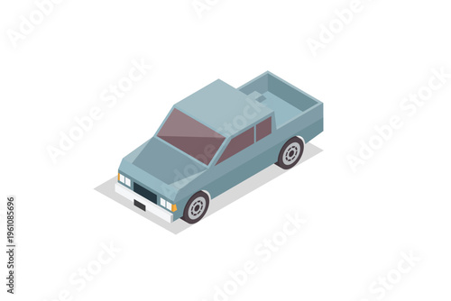 Isometric Grey Pickup Truck