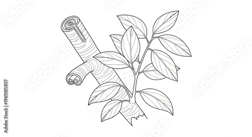 Drawing of pruning shear with leaves.