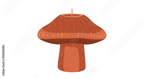 A vector graphic illustration of a brown mushroom shaped candle on a white background
