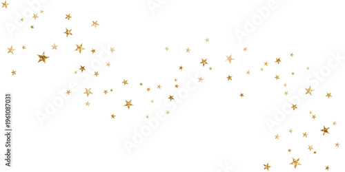 Gold glitter stars confetti decor on transparent background, festive luxury holiday golden decoration