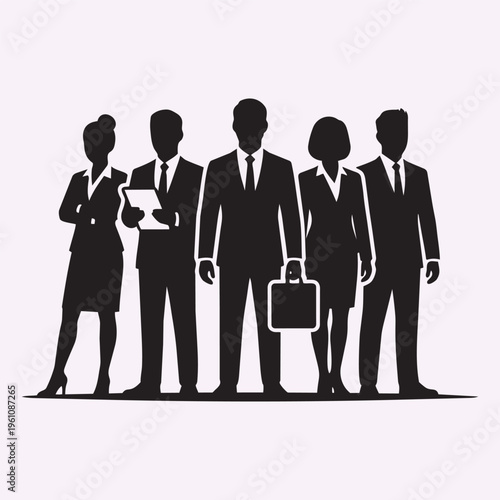 Business Team Silhouettes Icon Flat Black Vector Minimal Design Corporate Group Illustration PNG Isolated White Background