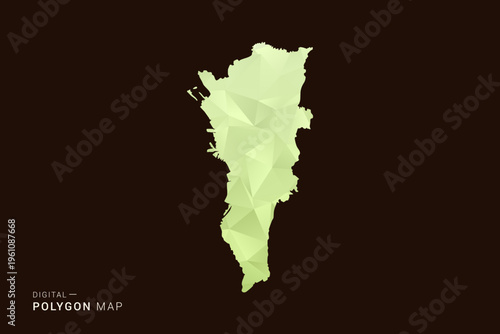 Manila Map - Low poly polygon map in soft light green gradient on dark brown background, modern minimal geometric style, clean abstract vector illustration design.