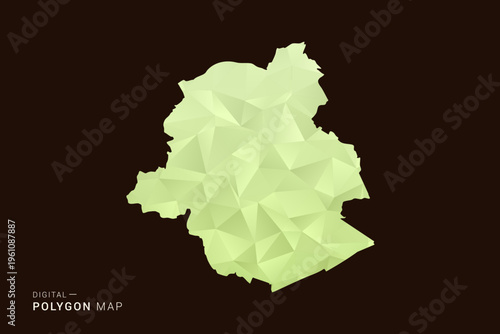 Brussels Map - Low poly polygon map in soft light green gradient on dark brown background, modern minimal geometric style, clean abstract vector illustration design.