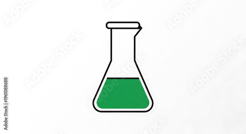 A minimalist vector illustration of a laboratory flask with green liquid