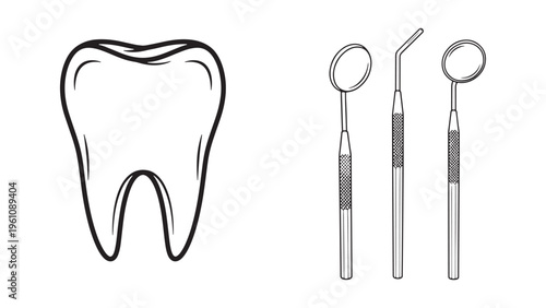 Dental Care Tools with Tooth Icon for Oral Hygiene Dentistry Treatment and Clinical Healthcare Vector Illustration