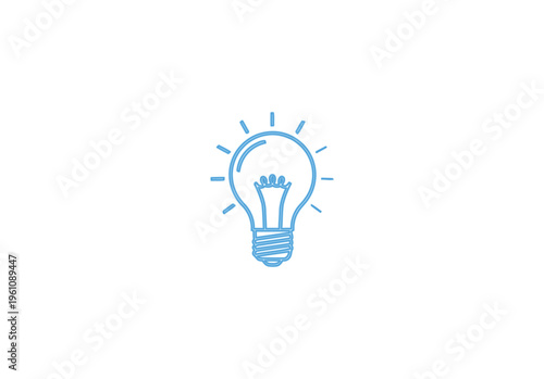 Blue lightbulb outline icon - new idea, creative spark, and problem solving concept, line art