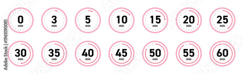 タイマーのシンプルなアイコンセット/時間経過・時短・ストップウォッチ