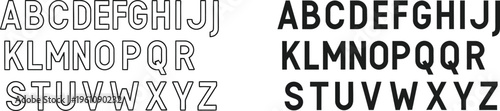 English uppercase alphabet letters outline and solid styles